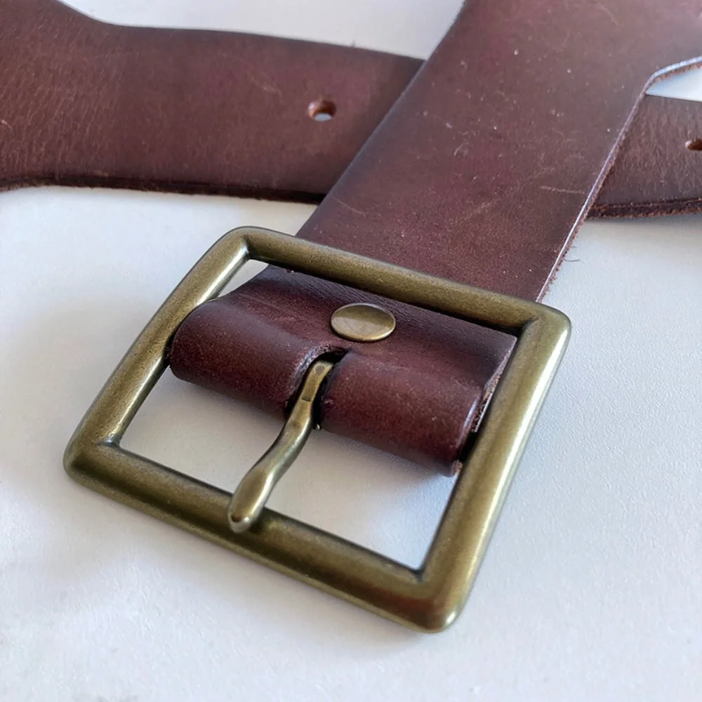 Linea Pelle Brown Multi-Strap Leather Belt with Brass Buckle